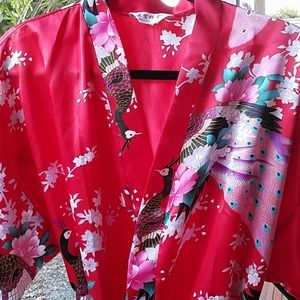 S/M red Asian design bridesmaid robe